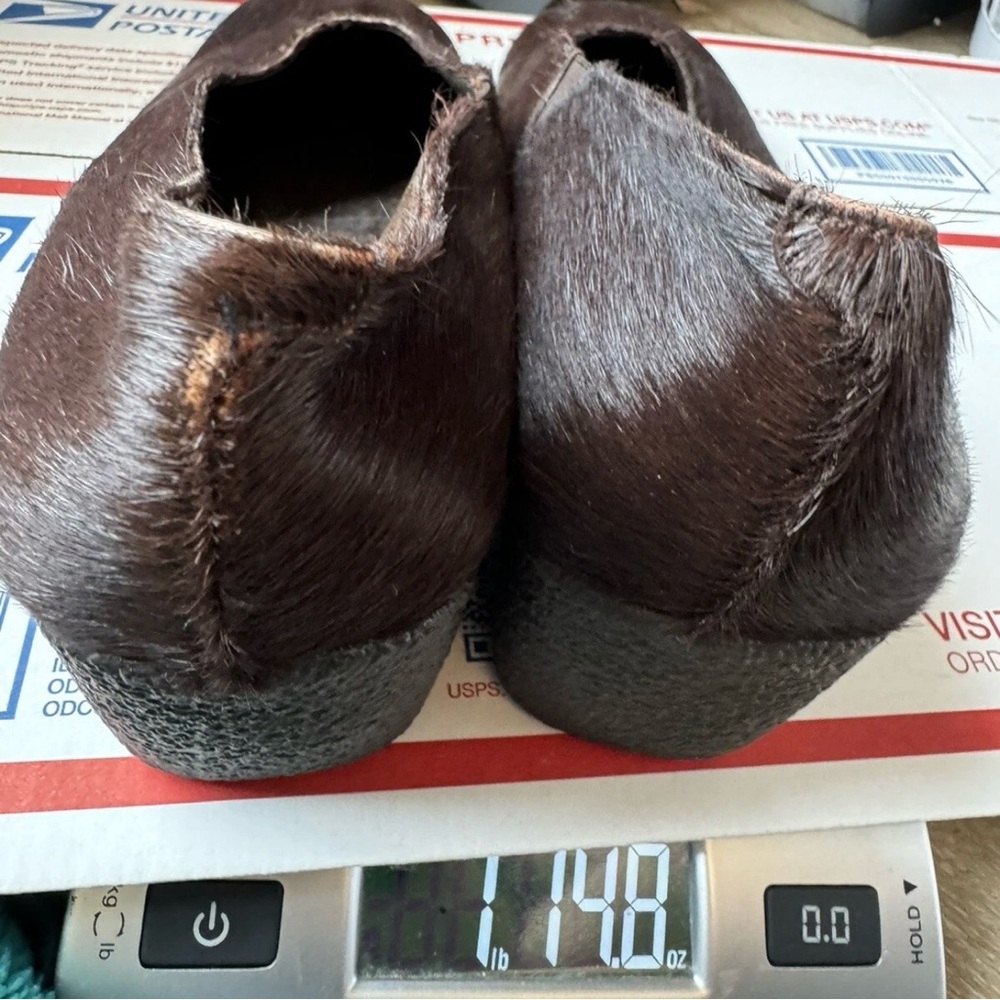 Via Spiga Italy Women’s Real Fur Wedge Size 7.5 Brown Mobwife Boho Retro 70s - Picture 12 of 12